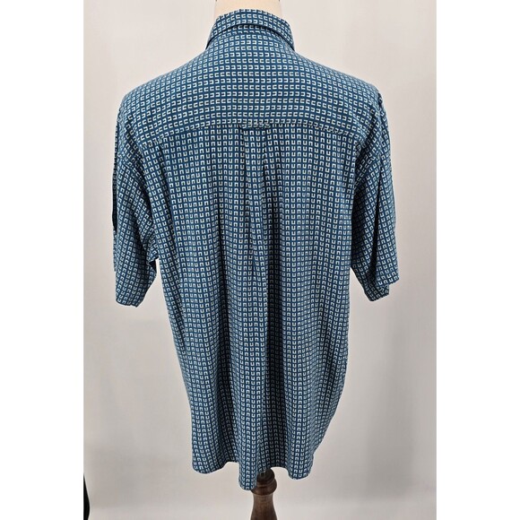 Vintage Tribes From the Land of the Brave Teal Button Front Short Sleeve Shirt L - Picture 3 of 7